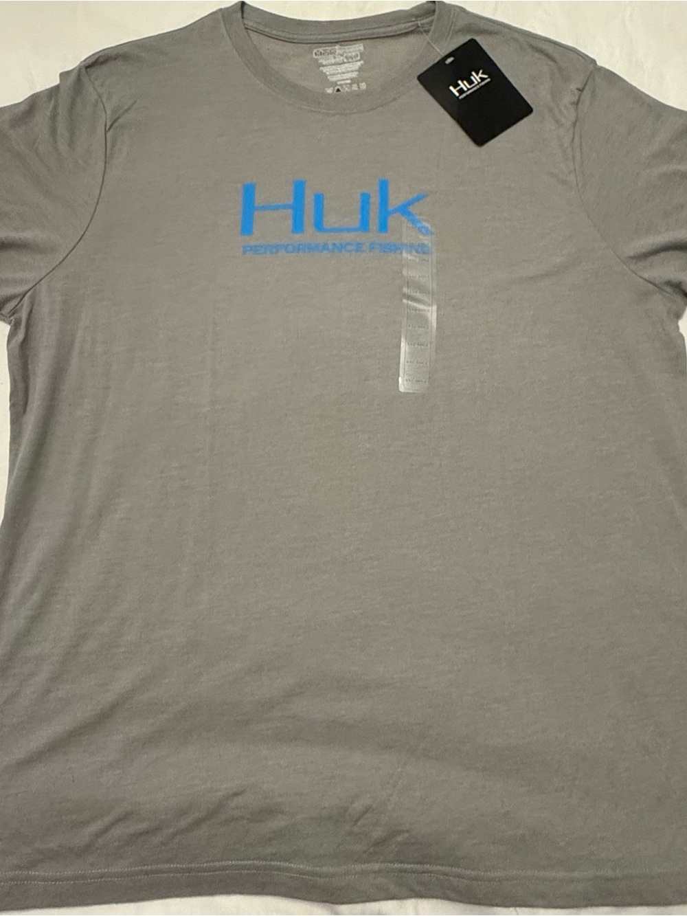 Huk Gray Short Sleeve Shirt with Blue Logo